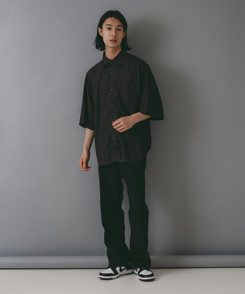 brknhome(ブロークンホーム)の「【brknhome/ブロークンホーム】タスランナイロン 半袖ワイドシャツ(シャツ/ブラウス・メンズ・サンドベージュ/スミクロ/グレー・MEDIUM/LARGE)」の7枚目の写真