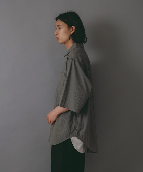 brknhome(ブロークンホーム)の「【brknhome/ブロークンホーム】タスランナイロン 半袖ワイドシャツ(シャツ/ブラウス・メンズ・サンドベージュ/スミクロ/グレー・MEDIUM/LARGE)」の10枚目の写真