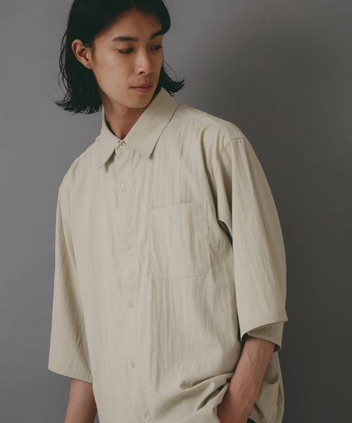 brknhome(ブロークンホーム)の「【brknhome/ブロークンホーム】タスランナイロン 半袖ワイドシャツ(シャツ/ブラウス・メンズ・サンドベージュ/スミクロ/グレー・MEDIUM/LARGE)」の14枚目の写真