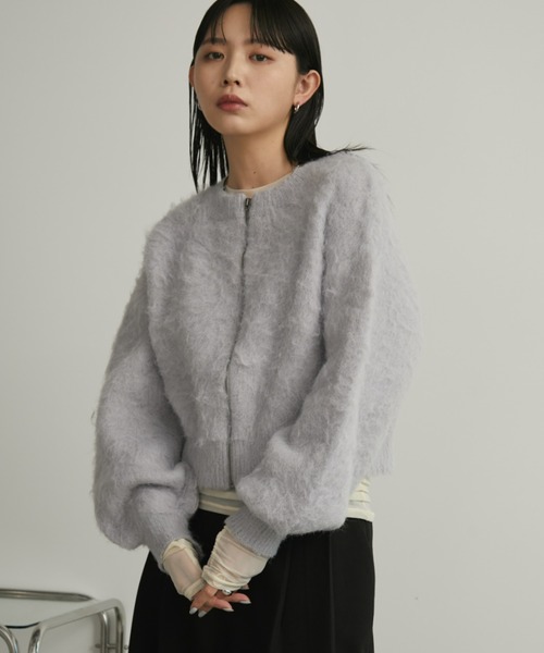 Aunt Marie's(アントマリーズ)の「シャギージップルーズニットカーディガン(カーディガン/ボレロ・レディース・ブルー/ホワイト/レッド/グレー・FREE)」の9枚目の写真