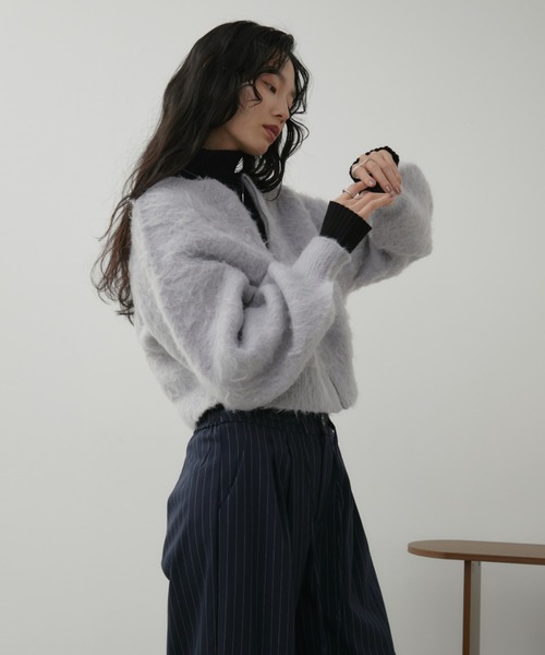 Aunt Marie's(アントマリーズ)の「シャギージップルーズニットカーディガン(カーディガン/ボレロ・レディース・ブルー/ホワイト/レッド/グレー・FREE)」の5枚目の写真