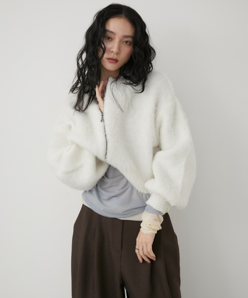 Aunt Marie's(アントマリーズ)の「シャギージップルーズニットカーディガン(カーディガン/ボレロ・レディース・ブルー/ホワイト/レッド/グレー・FREE)」の13枚目の写真