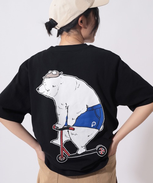PEN FIELD(ペンフィールド)の「【PENFIELD/ペンフィールド】キックボードベアー グラフィック BIGプリントデザイン 半袖Tシャツ/ アニマルT(Tシャツ/カットソー・レディース・ブラック/ホワイト/ミント/オフホワイト/ブラック系その他・M/L/XL)」の4枚目の写真