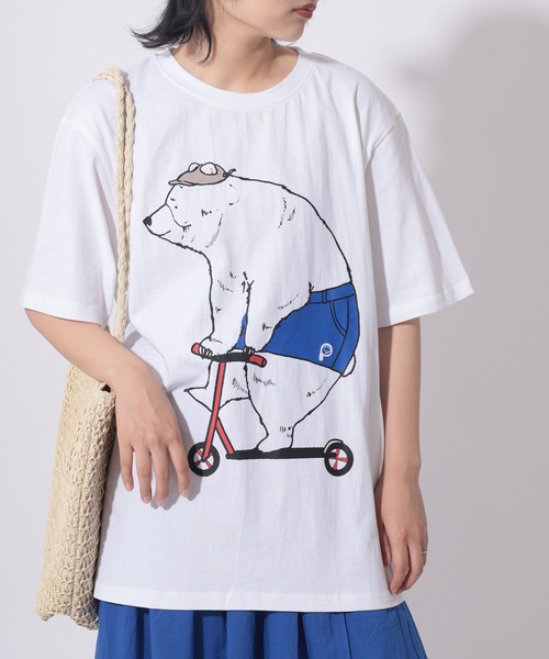 PEN FIELD(ペンフィールド)の「【PENFIELD/ペンフィールド】キックボードベアー グラフィック BIGプリントデザイン 半袖Tシャツ/ アニマルT(Tシャツ/カットソー・レディース・ブラック/ホワイト/ミント/オフホワイト/ブラック系その他・M/L/XL)」の3枚目の写真