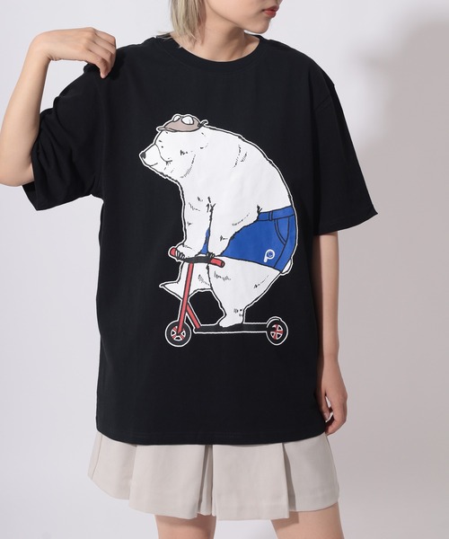 PEN FIELD(ペンフィールド)の「【PENFIELD/ペンフィールド】キックボードベアー グラフィック BIGプリントデザイン 半袖Tシャツ/ アニマルT(Tシャツ/カットソー・レディース・ブラック/ホワイト/ミント/オフホワイト/ブラック系その他・M/L/XL)」の2枚目の写真
