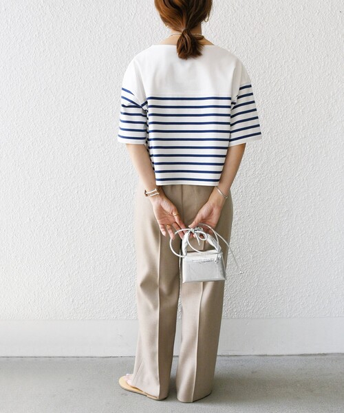 SHIPS(シップス)の「〈手洗い可能〉オーガニック 綿 ボーダー ショート スリーブ(Tシャツ/カットソー・レディース・ブルー/ネイビー/ラベンダー・ONE SIZE)」の16枚目の写真