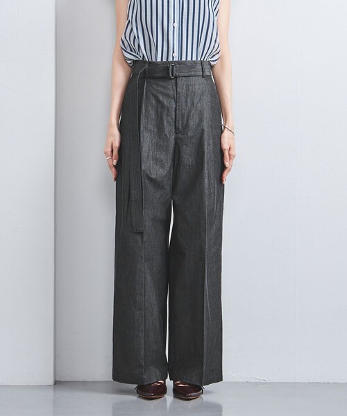 UNITED ARROWS（ユナイテッドアローズ）の「ダンガリー タック ベルト ワイドパンツ（その他パンツ・レディース・ネイビー/ブラック・38/36）」の8枚目の写真
