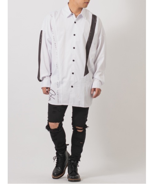 【RE730】ビッグシルエットシャツ / バイカラー モノトーンテープ（シャツ/ブラウス）｜RE730（アールイーセブンサーティー）