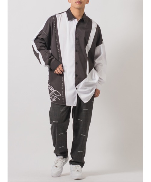 【RE730】ビッグシルエットシャツ / バイカラー モノトーンテープ（シャツ/ブラウス）｜RE730（アールイーセブンサーティー）