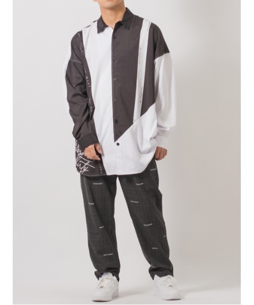 【RE730】ビッグシルエットシャツ / バイカラー モノトーンテープ（シャツ/ブラウス）｜RE730（アールイーセブンサーティー）