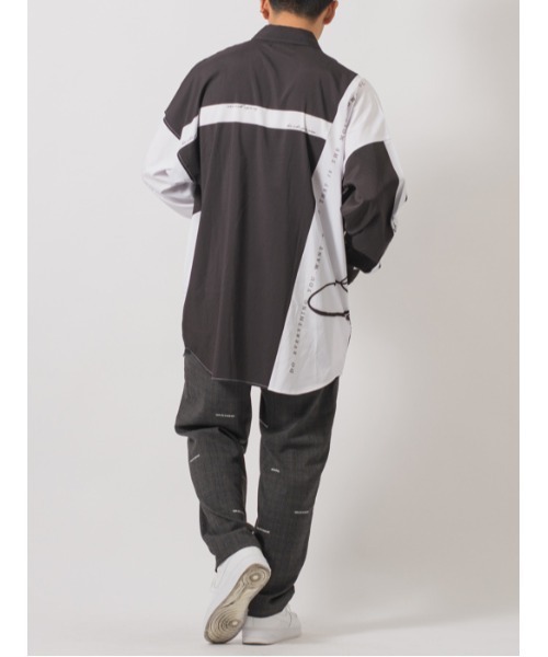 【RE730】ビッグシルエットシャツ / バイカラー モノトーンテープ（シャツ/ブラウス）｜RE730（アールイーセブンサーティー）