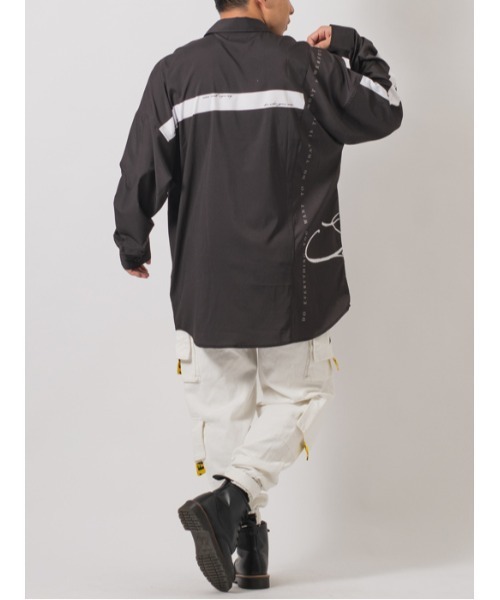 【RE730】ビッグシルエットシャツ / バイカラー モノトーンテープ（シャツ/ブラウス）｜RE730（アールイーセブンサーティー）