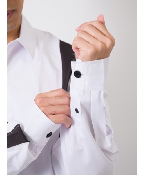 【RE730】ビッグシルエットシャツ / バイカラー モノトーンテープ（シャツ/ブラウス）｜RE730（アールイーセブンサーティー）