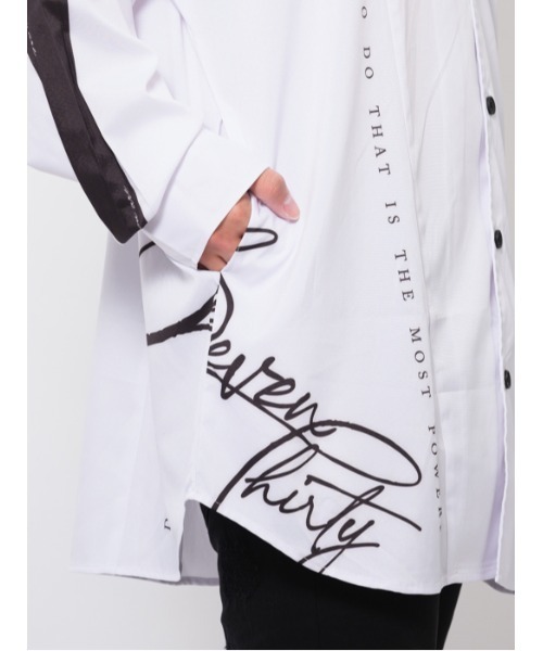 【RE730】ビッグシルエットシャツ / バイカラー モノトーンテープ（シャツ/ブラウス）｜RE730（アールイーセブンサーティー）