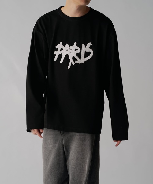 Lui's(ルイス)の「PARISエンブロイダリーL/Sカットソー(Tシャツ/カットソー・メンズ・チャコールグレー/ブラック/ホワイト・M/S)」の3枚目の写真