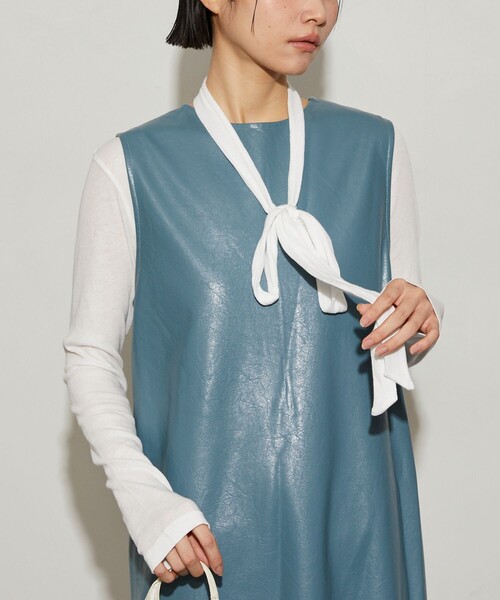 Firsthand（ファーストハンド）の「Firsthand/ファーストハンド ガーゼ天竺タイ付きTEE（Tシャツ/カットソー・レディース・ブルー/ブラック/レッド/ホワイト・ﾌﾘ-）」の9枚目の写真