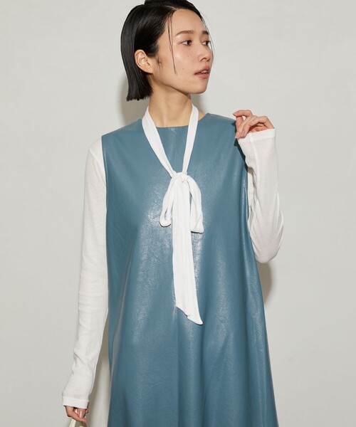 Firsthand（ファーストハンド）の「Firsthand/ファーストハンド ガーゼ天竺タイ付きTEE（Tシャツ/カットソー・レディース・ブルー/ブラック/レッド/ホワイト・ﾌﾘ-）」の8枚目の写真