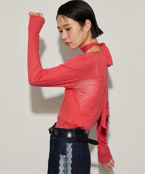 Firsthand（ファーストハンド）の「Firsthand/ファーストハンド ガーゼ天竺タイ付きTEE（Tシャツ/カットソー・レディース・ブルー/ブラック/レッド/ホワイト・ﾌﾘ-）」の18枚目の写真