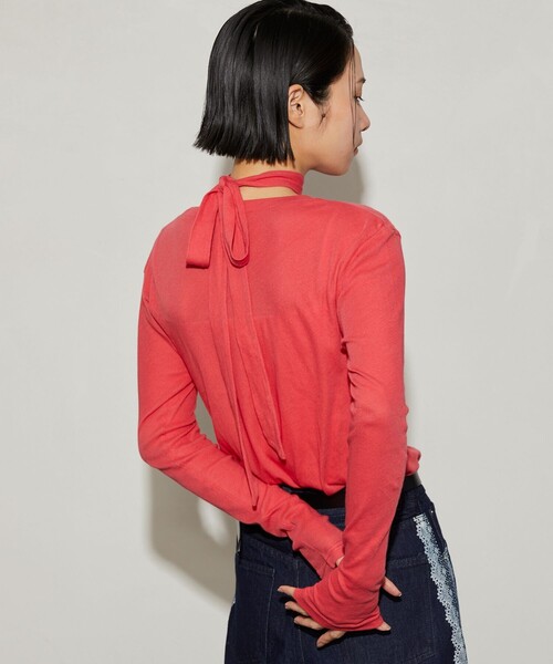 Firsthand（ファーストハンド）の「Firsthand/ファーストハンド ガーゼ天竺タイ付きTEE（Tシャツ/カットソー・レディース・ブルー/ブラック/レッド/ホワイト・ﾌﾘ-）」の16枚目の写真