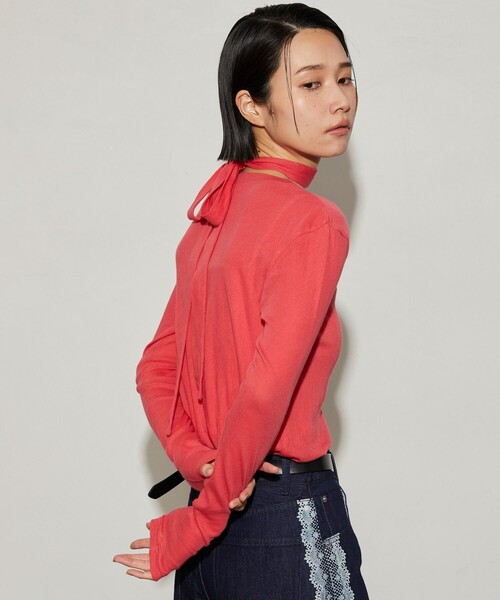 Firsthand（ファーストハンド）の「Firsthand/ファーストハンド ガーゼ天竺タイ付きTEE（Tシャツ/カットソー・レディース・ブルー/ブラック/レッド/ホワイト・ﾌﾘ-）」の15枚目の写真