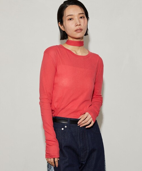 Firsthand（ファーストハンド）の「Firsthand/ファーストハンド ガーゼ天竺タイ付きTEE（Tシャツ/カットソー・レディース・ブルー/ブラック/レッド/ホワイト・ﾌﾘ-）」の14枚目の写真