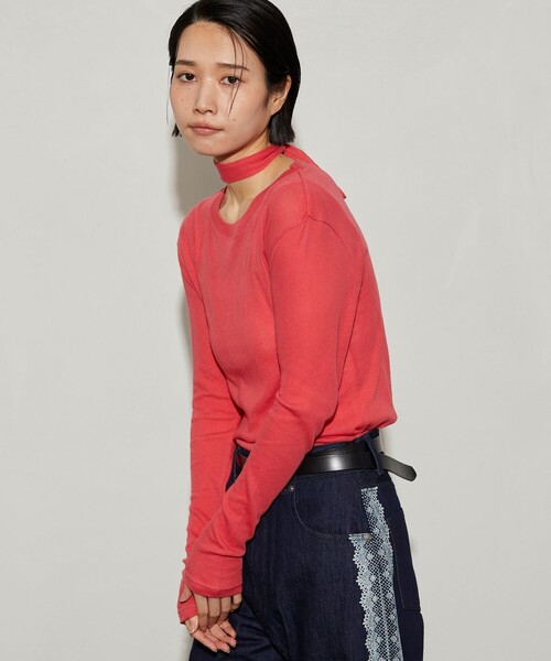 Firsthand（ファーストハンド）の「Firsthand/ファーストハンド ガーゼ天竺タイ付きTEE（Tシャツ/カットソー・レディース・ブルー/ブラック/レッド/ホワイト・ﾌﾘ-）」の13枚目の写真