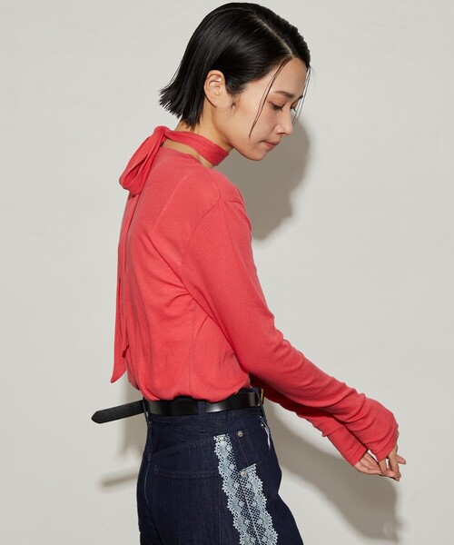 Firsthand（ファーストハンド）の「Firsthand/ファーストハンド ガーゼ天竺タイ付きTEE（Tシャツ/カットソー・レディース・ブルー/ブラック/レッド/ホワイト・ﾌﾘ-）」の11枚目の写真