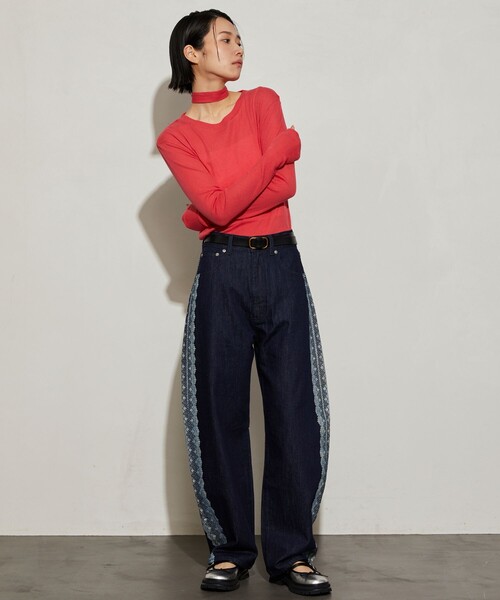 Firsthand（ファーストハンド）の「Firsthand/ファーストハンド ガーゼ天竺タイ付きTEE（Tシャツ/カットソー・レディース・ブルー/ブラック/レッド/ホワイト・ﾌﾘ-）」の10枚目の写真