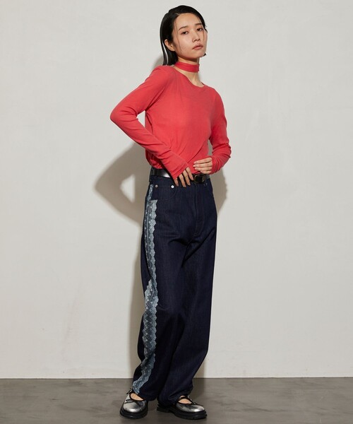 Firsthand（ファーストハンド）の「Firsthand/ファーストハンド ガーゼ天竺タイ付きTEE（Tシャツ/カットソー・レディース・ブルー/ブラック/レッド/ホワイト・ﾌﾘ-）」の6枚目の写真