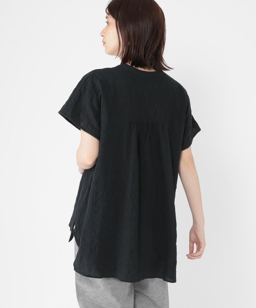 フロントタックショートシャツ green label relaxing ブラウス シャツ バイカラー フロント