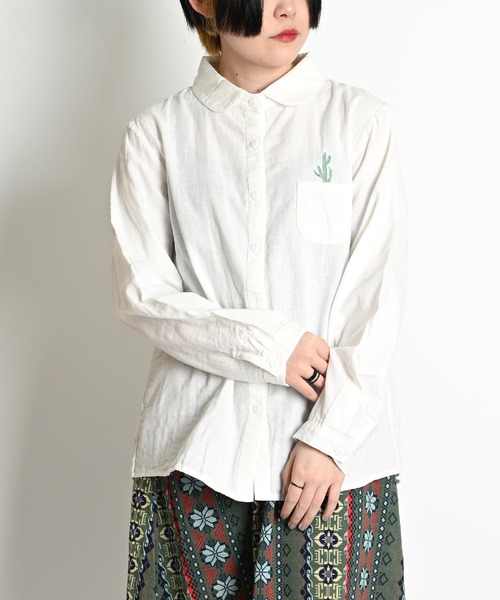 無地 サボテン刺繍 長袖シャツ（シャツ/ブラウス）｜ABBEY MARKET（アビーマーケット）