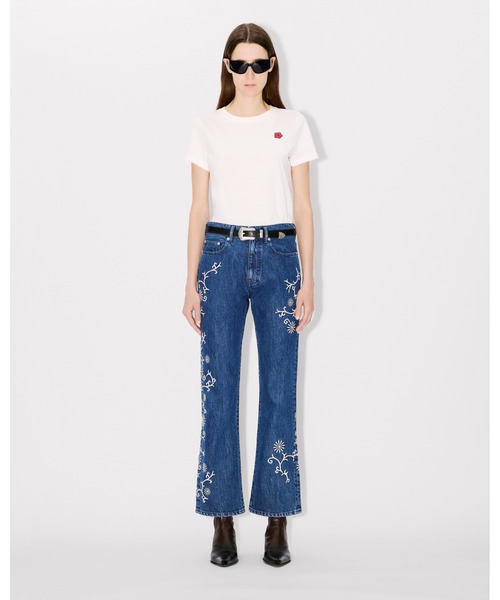 【セール】'KENZO Marguerite' BARA クロップド エンブロイダリー ジーンズ イン ジャパニーズ デニム（デニムパンツ）｜KENZO（ケンゾー）