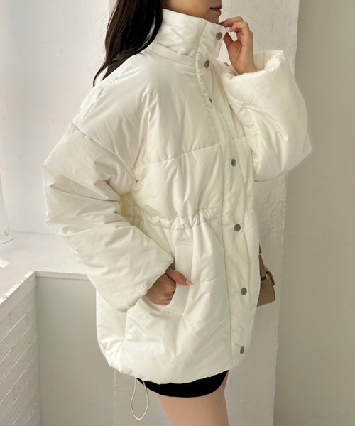 one after another NICE CLAUP（ワンアフターアナザーナイスクラップ）の「ウェストマークミドルフェイクダウンジャケット（ダウンジャケット/コート・レディース・オフホワイト/ブラック/ライトベージュ/ライトブルー/ベージュ/イエロー・FREE）」の15枚目の写真