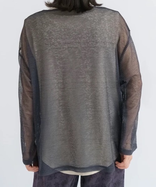 【新品未使用】intoca. 3.9万 シアーボーダー カットソー セール】シアーボーダーオーバーサイズトップス（Tシャツ