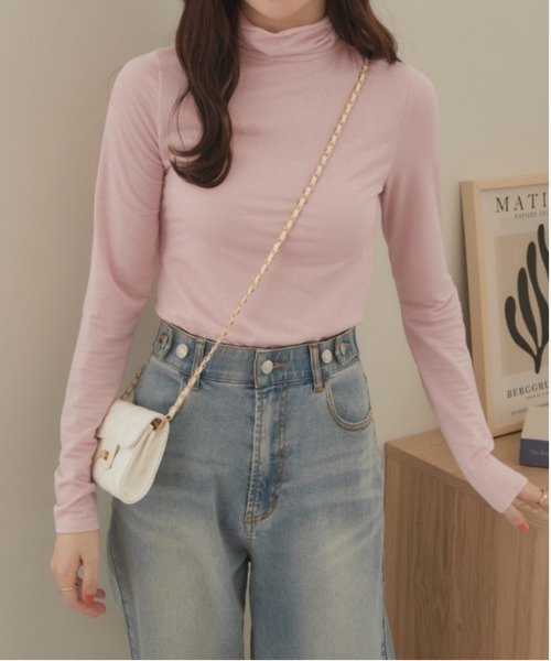 CHAN ME(チャンミ)の「ラメシアーハイネックプルオーバー(Tシャツ/カットソー・レディース・ブラック/ゴールド/グレー/シルバー/ピンク・MEDIUM/LARGE/X-LARGE)」の3枚目の写真