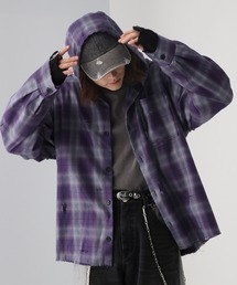 HARE | ダメージチェックシャツパーカー(HARE)(パーカー)