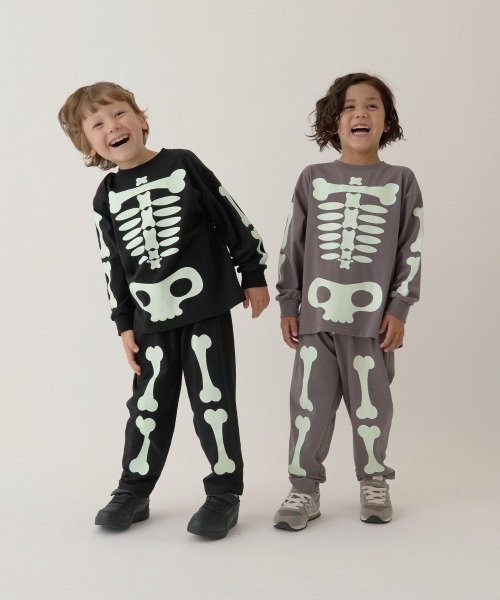 b・ROOM（ビールーム）の「【ハロウィン】ほねほねセットアップ（アンサンブル・キッズ・ブラック/チャコール・M/L/LL）」の13枚目の写真