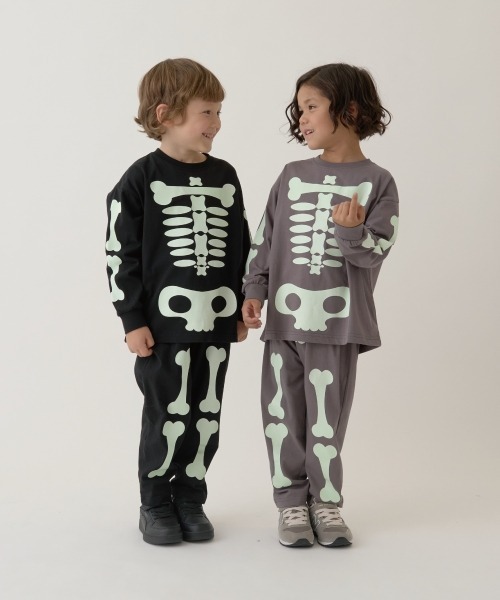 b・ROOM（ビールーム）の「【ハロウィン】ほねほねセットアップ（アンサンブル・キッズ・ブラック/チャコール・M/L/LL）」の14枚目の写真
