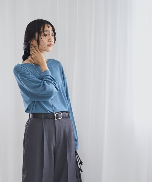 coen(コーエン)の「裾ラウンドシアープルオーバー(Tシャツ/カットソー・レディース・ワインレッド/オフホワイト/ブラック/ライトブルー・M/L)」の15枚目の写真