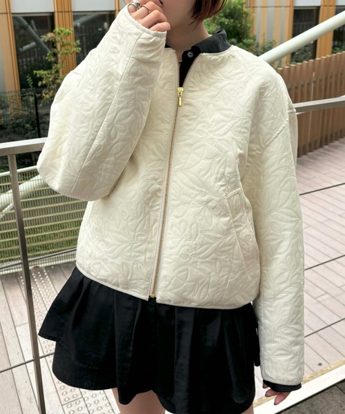 VIS（ビス）の「【casual】合皮パイピングリーフキルトブルゾン（ブルゾン・レディース・ブラック/キナリ・FREE）」の21枚目の写真