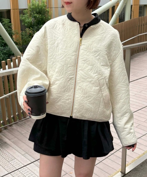 VIS（ビス）の「【casual】合皮パイピングリーフキルトブルゾン（ブルゾン・レディース・ブラック/キナリ・FREE）」の20枚目の写真