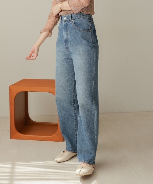 Bab(バブ)の「【S・Mサイズ展開】12ozハートポケットワイドストレートデニム(デニムパンツ・レディース・ブルー・S/M)」の5枚目の写真