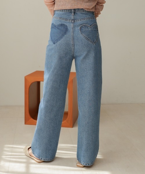 Bab(バブ)の「【S・Mサイズ展開】12ozハートポケットワイドストレートデニム(デニムパンツ・レディース・ブルー・S/M)」の9枚目の写真