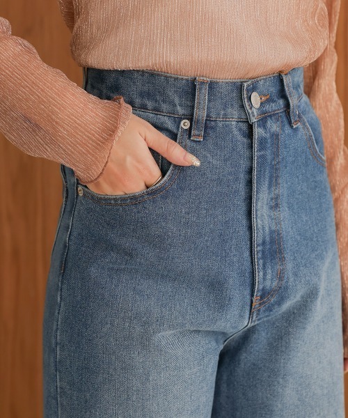 Bab(バブ)の「【S・Mサイズ展開】12ozハートポケットワイドストレートデニム(デニムパンツ・レディース・ブルー・S/M)」の11枚目の写真