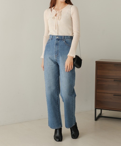 Bab(バブ)の「【S・Mサイズ展開】12ozハートポケットワイドストレートデニム(デニムパンツ・レディース・ブルー・S/M)」の19枚目の写真