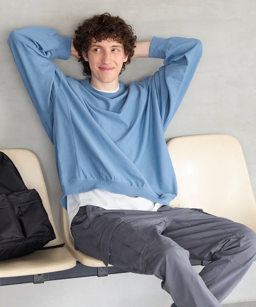 coca（coca）（コカ）の「【WEB限定セール】ミニ裏毛ワイドシルエットスウェット（スウェット・メンズ・オートミール/ライトグレー/ブラック/ライトブルー・M/L）」の9枚目の写真