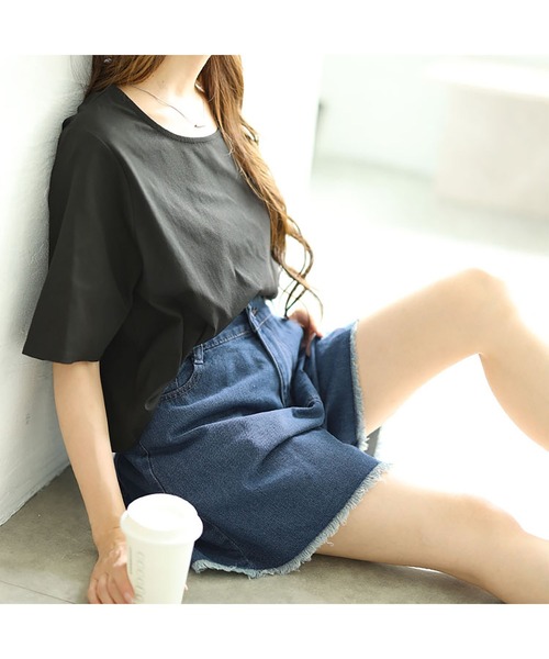 GOLDJAPAN（ゴールドジャパン）の「カットオフデニムショートパンツ【大きいサイズ対応】（デニムパンツ・レディース・ブルー/ブラック/ホワイト・LL/3L/4L/5L）」の8枚目の写真
