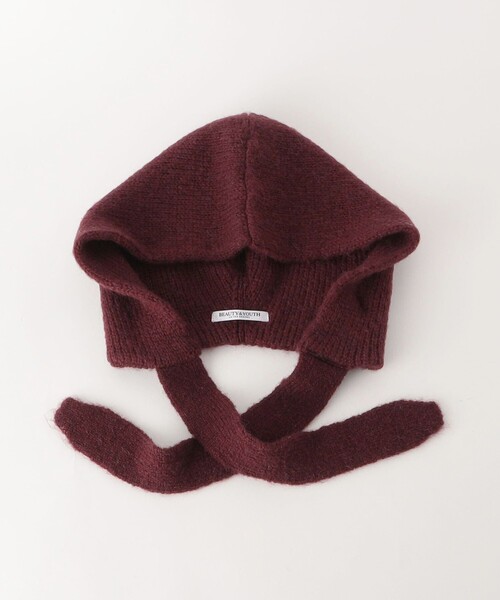 BEAUTY&YOUTH UNITED ARROWS（ビューティーアンドユースユナイテッドアローズ）の「ニット フード タイ マフラー（マフラー・レディース・ベージュ/ワインレッド・FREE）」の8枚目の写真