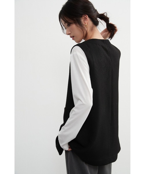 【セール】ノーカラーベスト(ベスト)|On One's Own(オンワンズオン) 【セール】ノーカラーベスト(ベスト)|On One's Own(オンワンズオン)