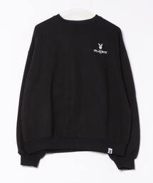 【SEQUENZ/シークエンズ×PLAYBOY/プレイボーイ】バックワッペン 裏起毛 スウェットトレーナー
